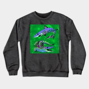 the king shark and the king gator in mandala pattern jungle Crewneck Sweatshirt